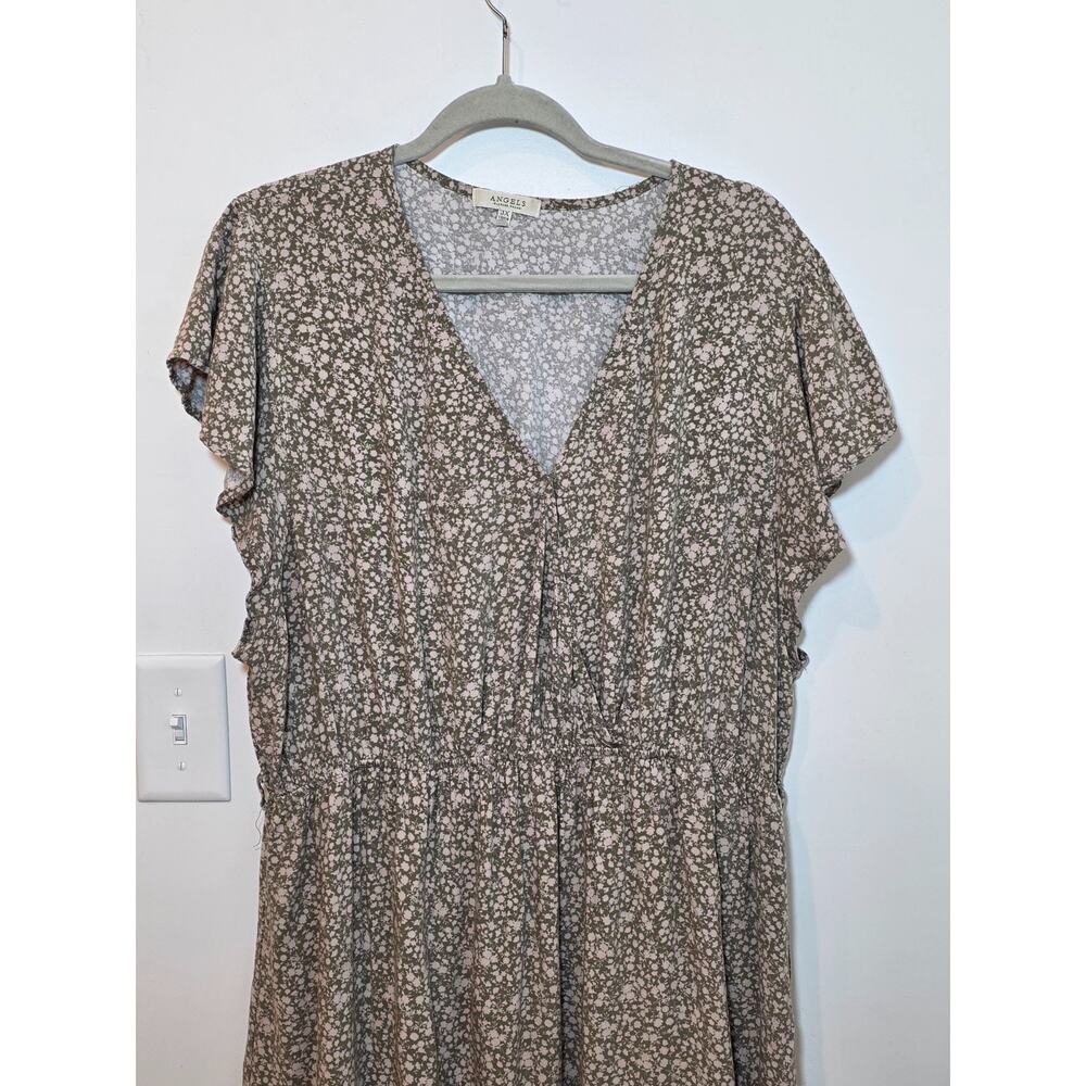 Angels Cottagecore Dress 3X Micro Floral Flutter Sleeve V Neck Boho Feminine - Picture 3 of 10